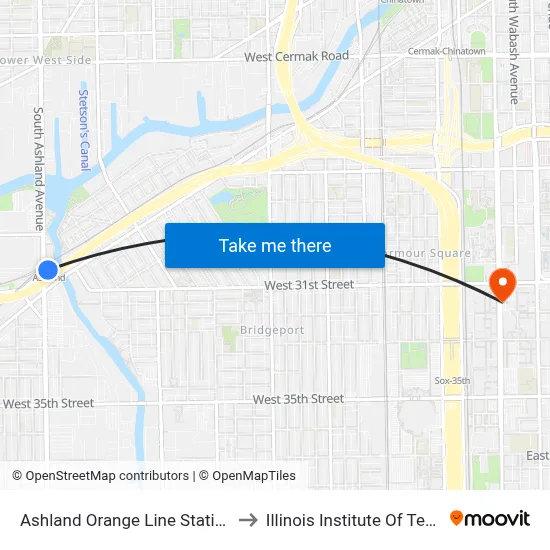Ashland Orange Line Station (North) to Illinois Institute Of Technology map