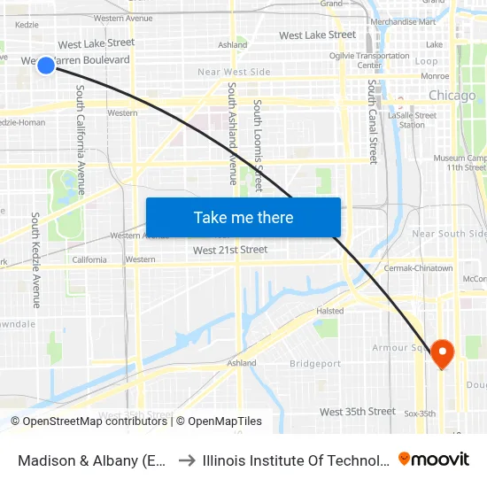 Madison & Albany (East) to Illinois Institute Of Technology map
