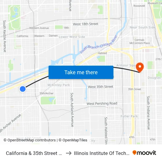 California & 35th Street (North) to Illinois Institute Of Technology map