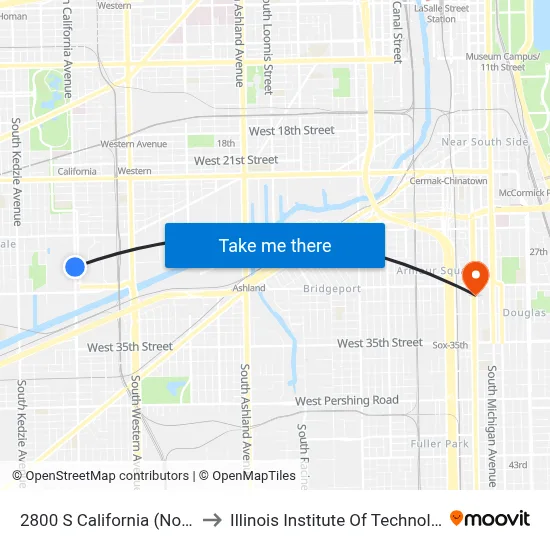2800 S California (North) to Illinois Institute Of Technology map