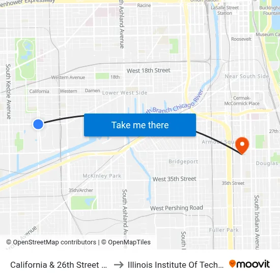 California & 26th Street (North) to Illinois Institute Of Technology map