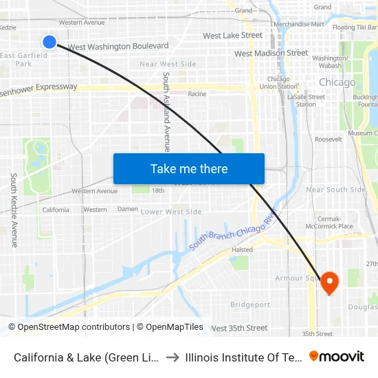 California & Lake (Green Line) (North) to Illinois Institute Of Technology map