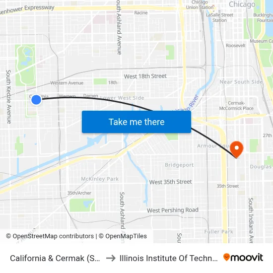 California & Cermak (South) to Illinois Institute Of Technology map