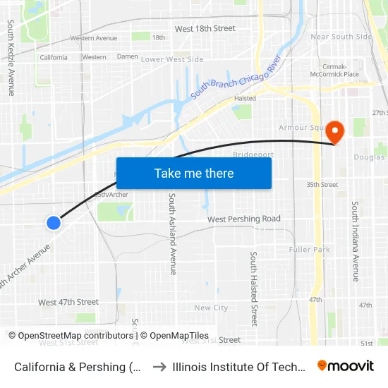 California & Pershing (South) to Illinois Institute Of Technology map