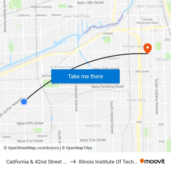 California & 42nd Street (South) to Illinois Institute Of Technology map