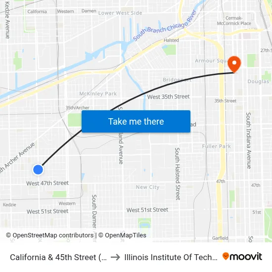 California & 45th Street (South) to Illinois Institute Of Technology map