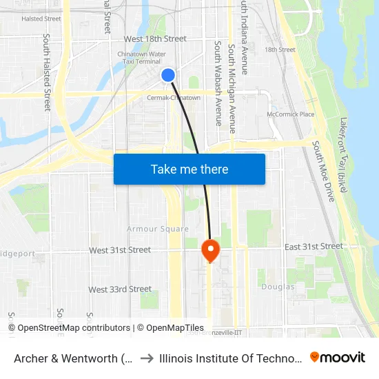 Archer & Wentworth (Sw) to Illinois Institute Of Technology map