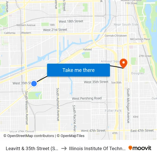 Leavitt & 35th Street (South) to Illinois Institute Of Technology map