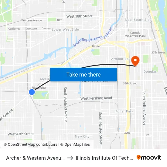 Archer & Western Avenue (Sw) to Illinois Institute Of Technology map