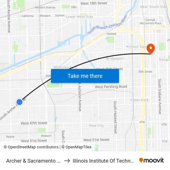 Archer & Sacramento (Sw) to Illinois Institute Of Technology map