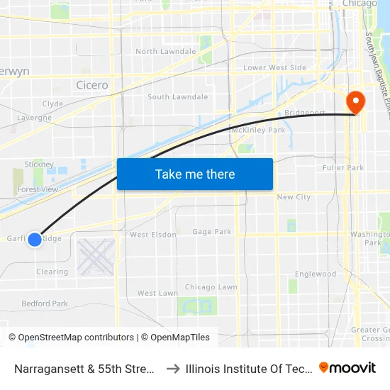 Narragansett & 55th Street (South) to Illinois Institute Of Technology map