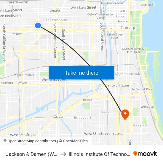 Jackson & Damen (West) to Illinois Institute Of Technology map