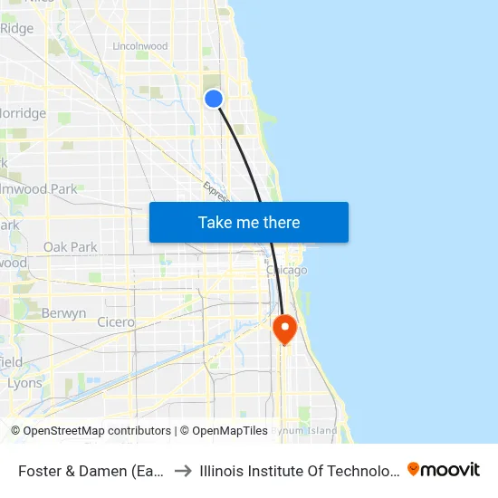 Foster & Damen (East) to Illinois Institute Of Technology map