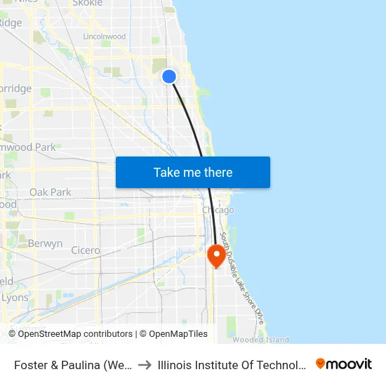 Foster & Paulina (West) to Illinois Institute Of Technology map