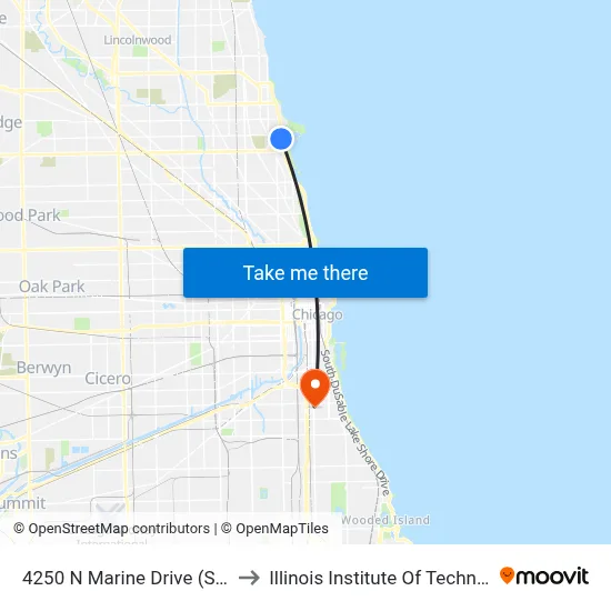 4250 N Marine Drive (South) to Illinois Institute Of Technology map