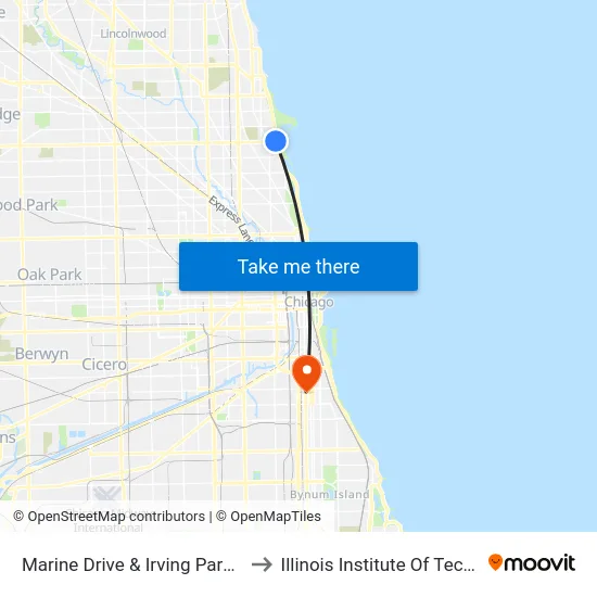 Marine Drive & Irving Park (North) to Illinois Institute Of Technology map