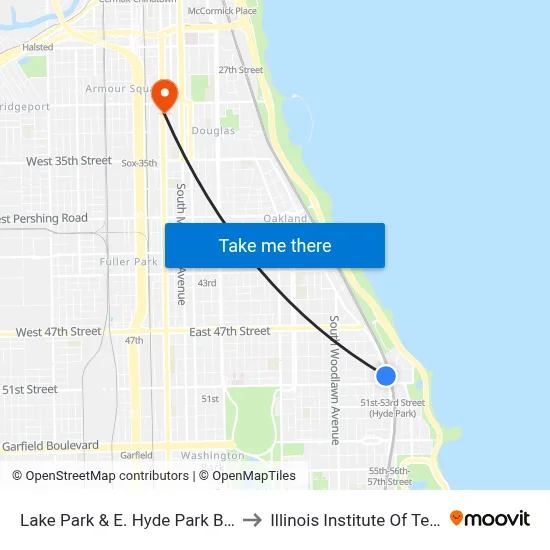 Lake Park & E. Hyde Park Blvd (South) to Illinois Institute Of Technology map