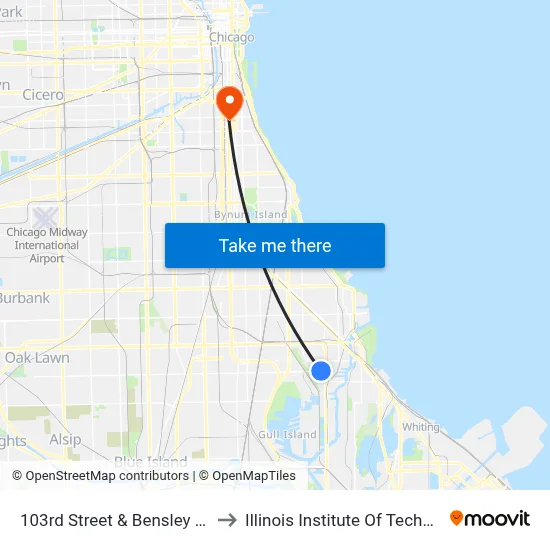 103rd Street & Bensley (East) to Illinois Institute Of Technology map
