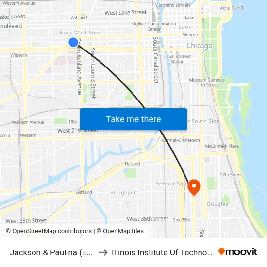 Jackson & Paulina (East) to Illinois Institute Of Technology map