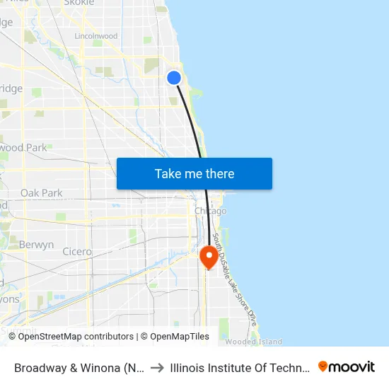 Broadway & Winona (North) to Illinois Institute Of Technology map