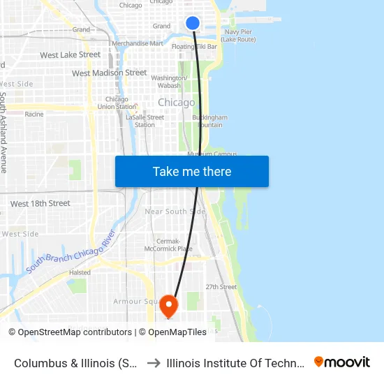 Columbus & Illinois (South) to Illinois Institute Of Technology map