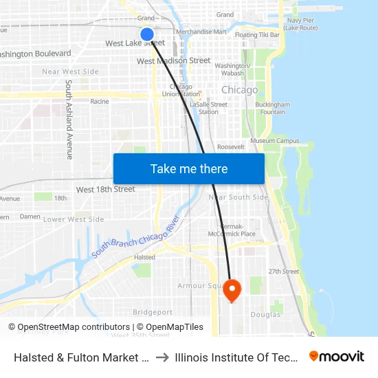 Halsted & Fulton Market (South) to Illinois Institute Of Technology map