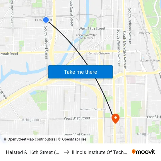 Halsted & 16th Street (South) to Illinois Institute Of Technology map