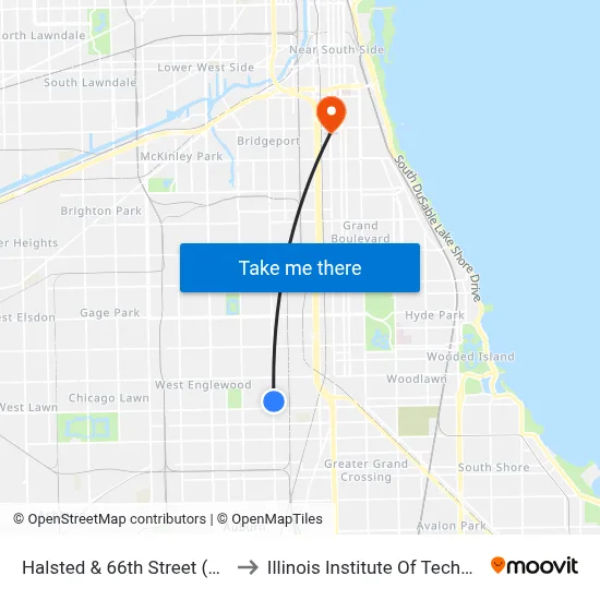 Halsted & 66th Street (North) to Illinois Institute Of Technology map