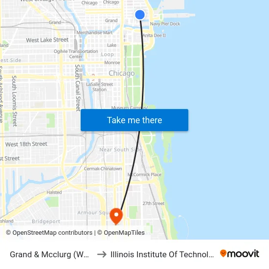 Grand & Mcclurg (West) to Illinois Institute Of Technology map