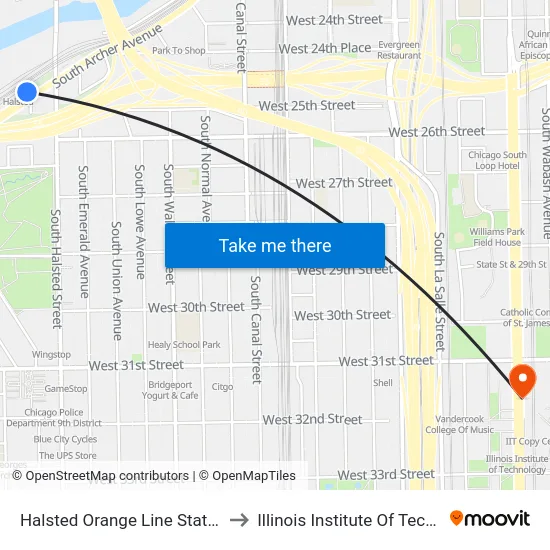 Halsted Orange Line Station (Sw) to Illinois Institute Of Technology map