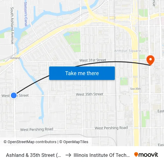 Ashland & 35th Street (South) to Illinois Institute Of Technology map