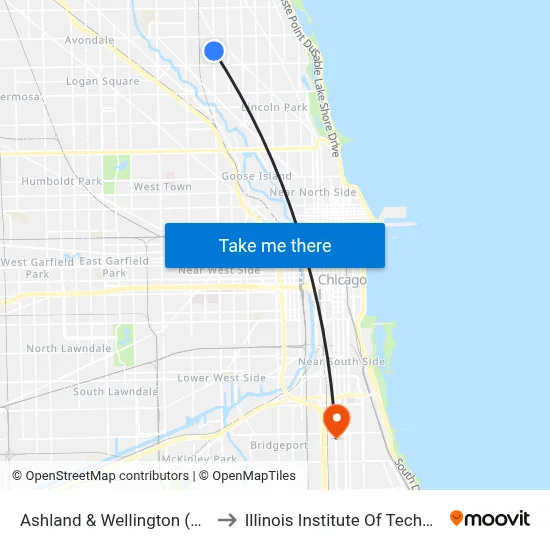 Ashland & Wellington (North) to Illinois Institute Of Technology map