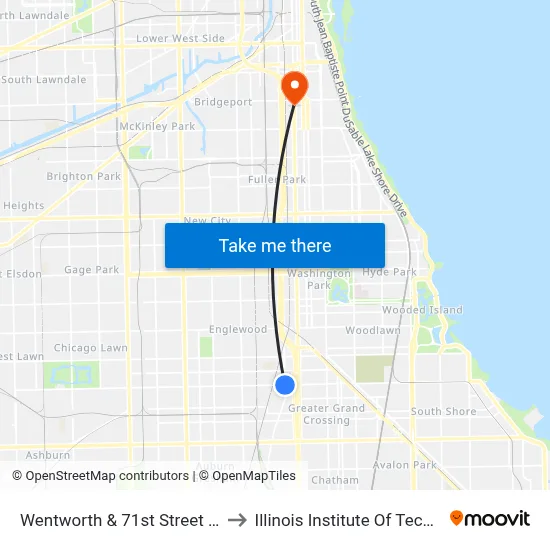 Wentworth & 71st Street (North) to Illinois Institute Of Technology map