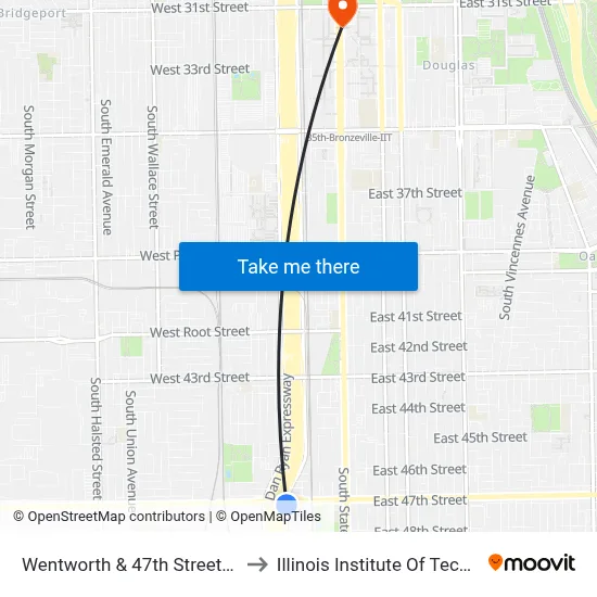 Wentworth & 47th Street (North) to Illinois Institute Of Technology map