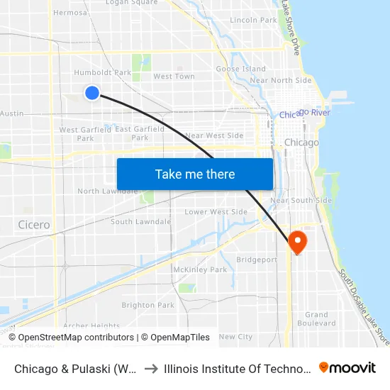 Chicago & Pulaski (West) to Illinois Institute Of Technology map