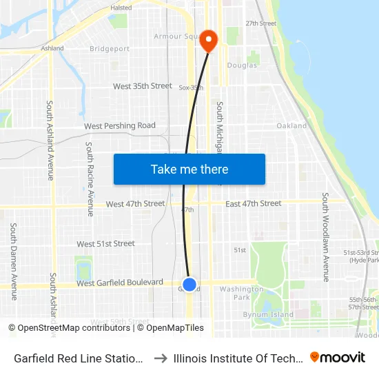 Garfield Red Line Station (East) to Illinois Institute Of Technology map