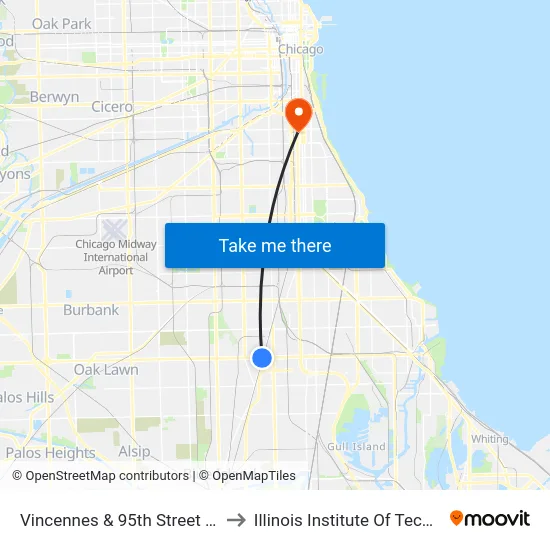 Vincennes & 95th Street (South) to Illinois Institute Of Technology map