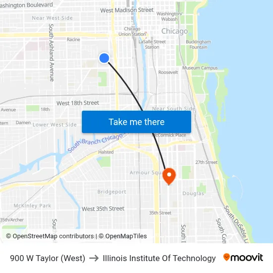 900 W Taylor (West) to Illinois Institute Of Technology map