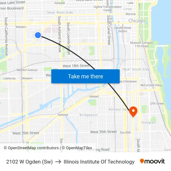 2102 W Ogden (Sw) to Illinois Institute Of Technology map