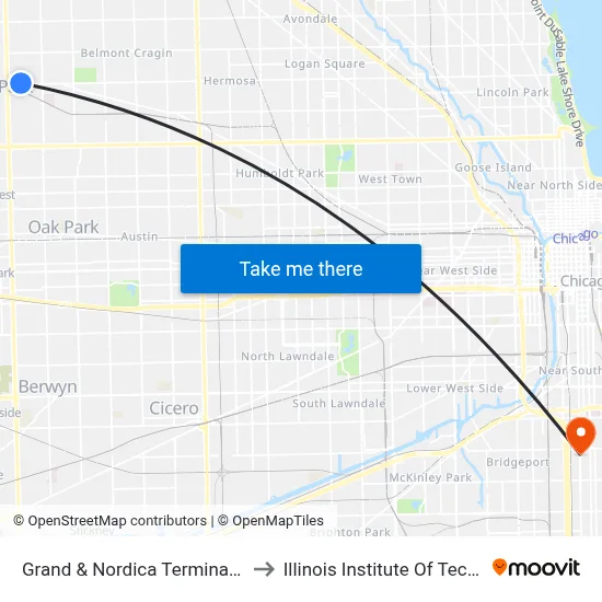 Grand & Nordica Terminal (South) to Illinois Institute Of Technology map