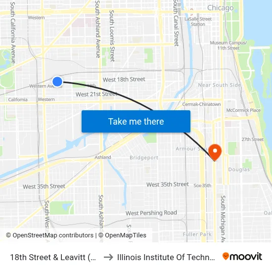 18th Street & Leavitt (East) to Illinois Institute Of Technology map
