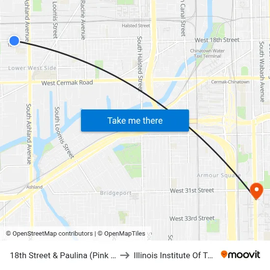 18th Street & Paulina (Pink Line) (East) to Illinois Institute Of Technology map