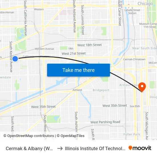 Cermak & Albany (West) to Illinois Institute Of Technology map