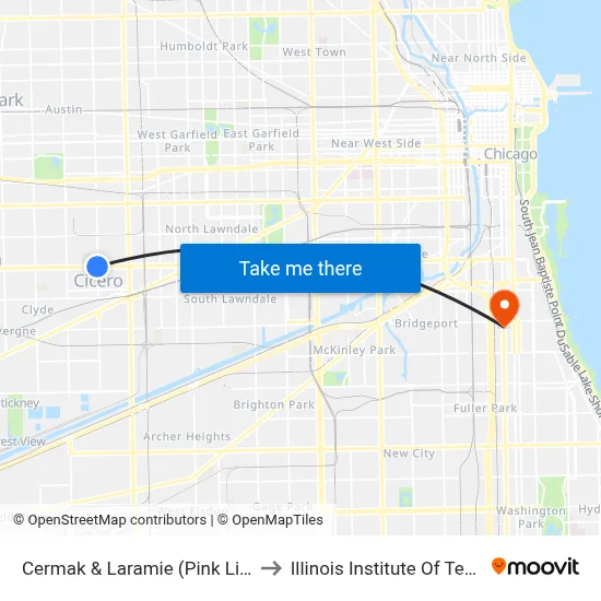 Cermak & Laramie (Pink Line) (East) to Illinois Institute Of Technology map