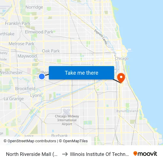 North Riverside Mall (East) to Illinois Institute Of Technology map