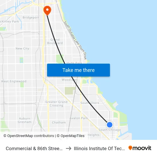 Commercial & 86th Street (North) to Illinois Institute Of Technology map