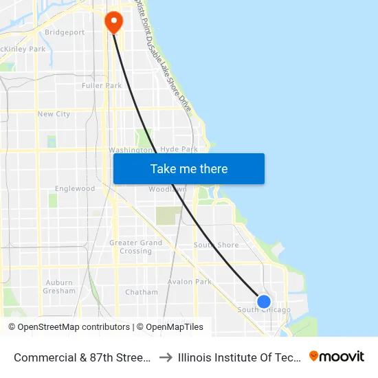 Commercial & 87th Street (South) to Illinois Institute Of Technology map