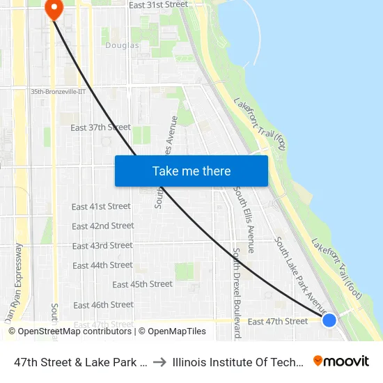 47th Street & Lake Park (East) to Illinois Institute Of Technology map