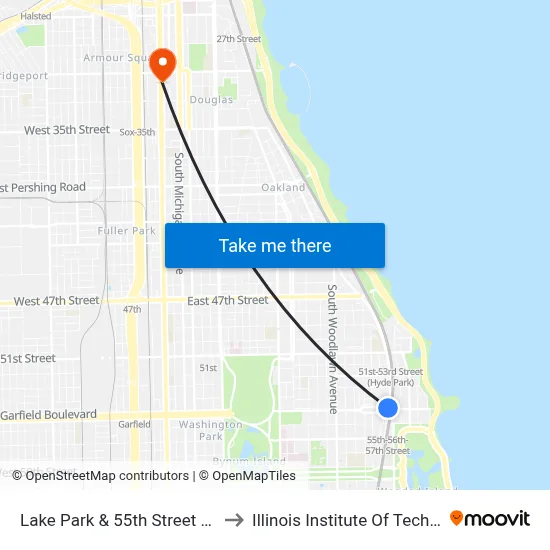 Lake Park & 55th Street (South) to Illinois Institute Of Technology map