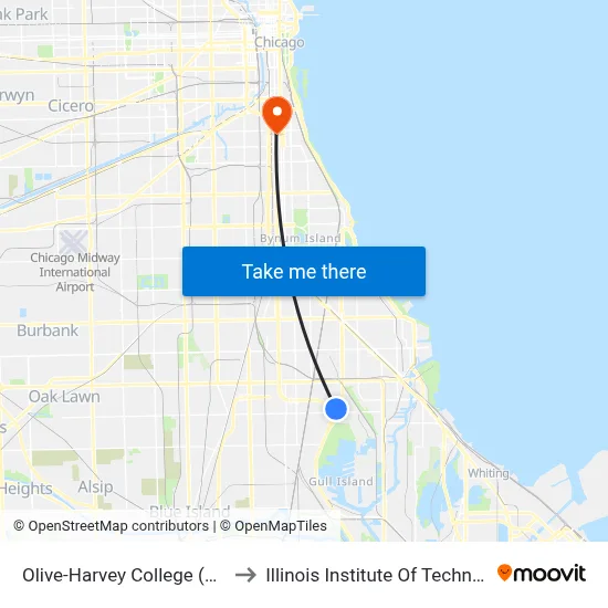 Olive-Harvey College (West) to Illinois Institute Of Technology map